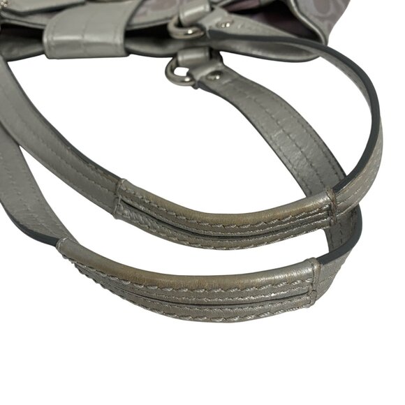 Coach Lynn Soho Signature C Jacquard Tote Bag Purse Metallic Silver F18912 + Fob - Picture 10 of 16